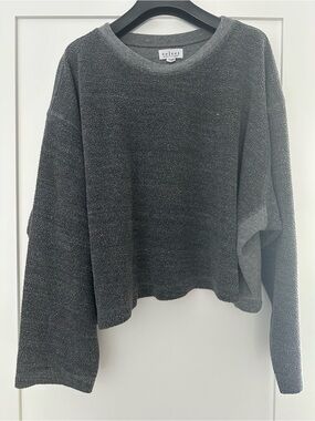 Velvet by Graham & Spencer Charcoal Gray Cropped Cozy Crewneck Sweater